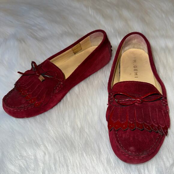 M. Gemi ‘Strato’ Suede Fringe Loafer Patent Leather Driver Moccasin, Burgundy - Picture 3 of 10